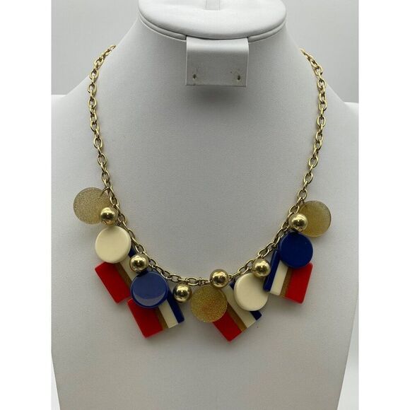 Kate Spade New York Multicolor Geometric  Statement Necklace Gold-tone Chain - Picture 1 of 9